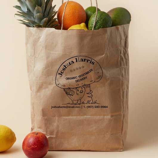 Vliegtuig met paddenstoel, biologische voedselvoor rubberstempel