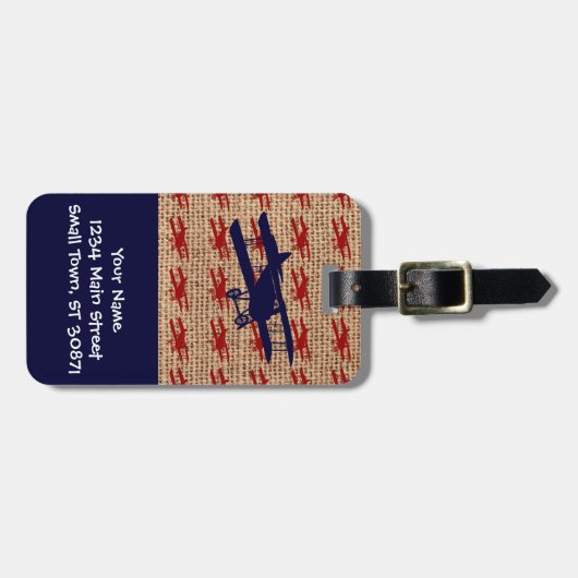 Vliegtuig met  propeller op schoot bagagelabel (Voorkant horizontaal)