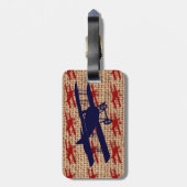 Vliegtuig met  propeller op schoot bagagelabel (Achterkant verticaal)