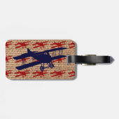 Vliegtuig met  propeller op schoot bagagelabel (Achterkant horizontaal)