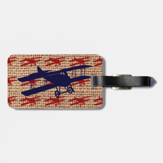 Vliegtuig met  propeller op schoot bagagelabel (Achterkant horizontaal)