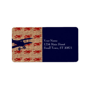 Vliegtuig met  propeller op schoot etiket