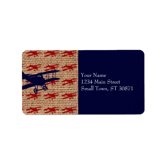 Vliegtuig met  propeller op schoot etiket (Voorkant)