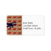 Vliegtuig met  propeller op schoot etiket (Voorkant)