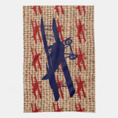 Vliegtuig met  propeller op schoot theedoek (Verticaal)