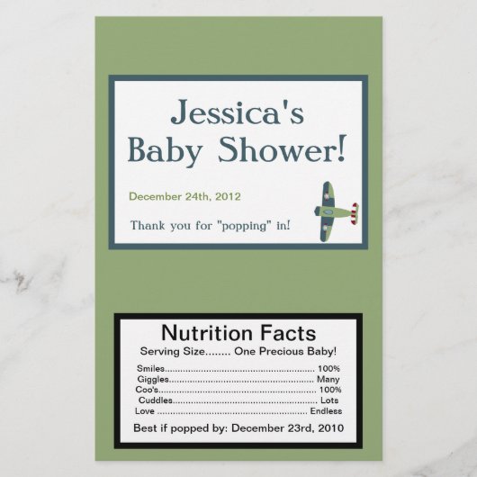 Vliegtuig Microgolf Popcorn Wrapper Flyer (Voorkant)