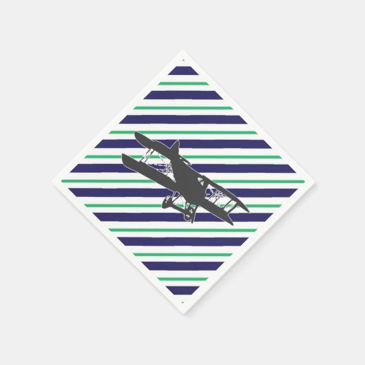 Vliegtuig Napkins van Navy en Green  Servetten (Hoek)