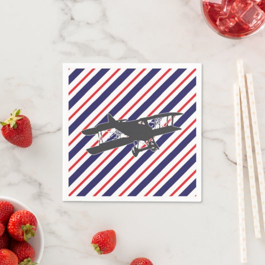 Vliegtuig Napkins van Navy en Red  Servetten (Insitu)