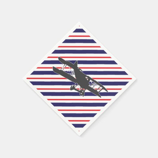 Vliegtuig Napkins van Navy en Red  Servetten (Hoek)