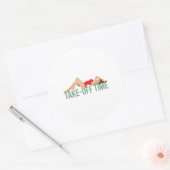 Vliegtuig neuskunst maakt tijd vrij voor inbellen ronde sticker (Envelop)