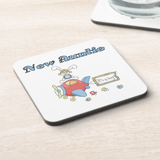 Vliegtuig nieuwe tante van jongen T-shirts en gesc Onderzetter (Linkerzijde)