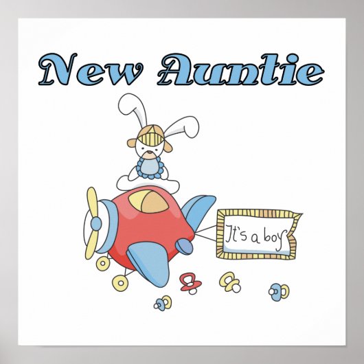 Vliegtuig nieuwe tante van jongen T-shirts en gesc Poster (Voorkant)