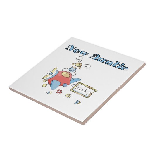 Vliegtuig nieuwe tante van jongen T-shirts en gesc Tegeltje (Zijkant)