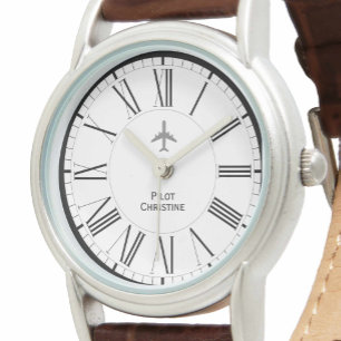 Vliegtuig of piloot van het vrouw horloge