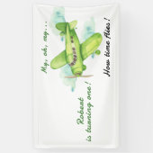 Vliegtuig Oh My Time vliegt Reis Eerste Verjaardag Spandoek (Verticaal)
