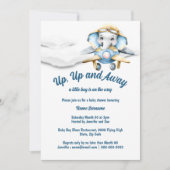 Vliegtuig olifant baby shower jongens piloot vlieg kaart (Voorkant)