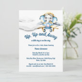 Vliegtuig olifant baby shower jongens piloot vlieg kaart (Staand voorkant)