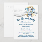 Vliegtuig olifant baby shower jongens piloot vlieg kaart (Voorkant / Achterkant)