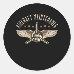 Vliegtuig onderhoudsvliegtuig Vliegtuig monteur Ronde Sticker