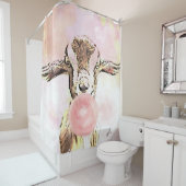 Vliegtuig oorkont blaubels van geit met bubblegum douchegordijn (In situ)