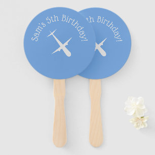 Vliegtuig op blauw gepersonaliseerd handwaaier