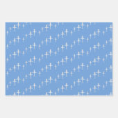 Vliegtuig op blauw gepersonaliseerd inpakpapier vel (Voorkant)