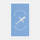 Vliegtuig op blauw gepersonaliseerd servet (Voorkant)