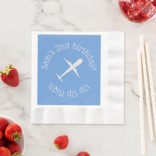 Vliegtuig op blauw gepersonaliseerd servet (Insitu)