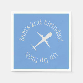 Vliegtuig op blauw gepersonaliseerd servet