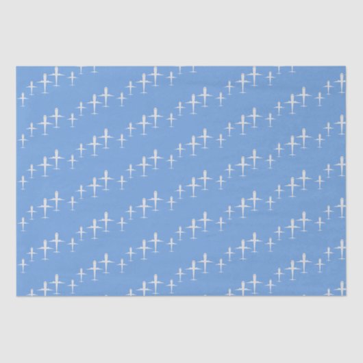 Vliegtuig op blauw gepersonaliseerd tissuepapier (Voorkant)