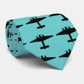 Vliegtuig op blauw stropdas (Opgerold)