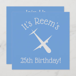 Vliegtuig op blauwe elegante gepersonaliseerde ver kaart