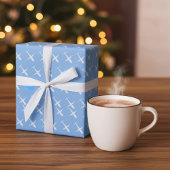 Vliegtuig op blauwe, elegante Patroon Pilot Verjaa Cadeaupapier