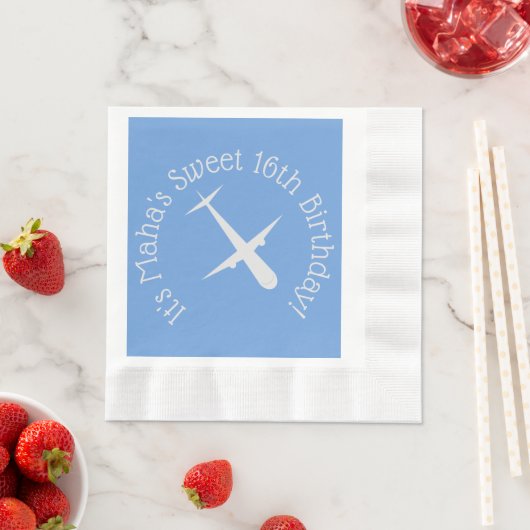 Vliegtuig op Blue gepersonaliseerde munten Servet (Insitu)