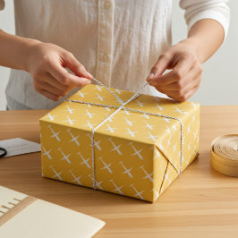 Vliegtuig op Butterscotch Inpakpapier Vel