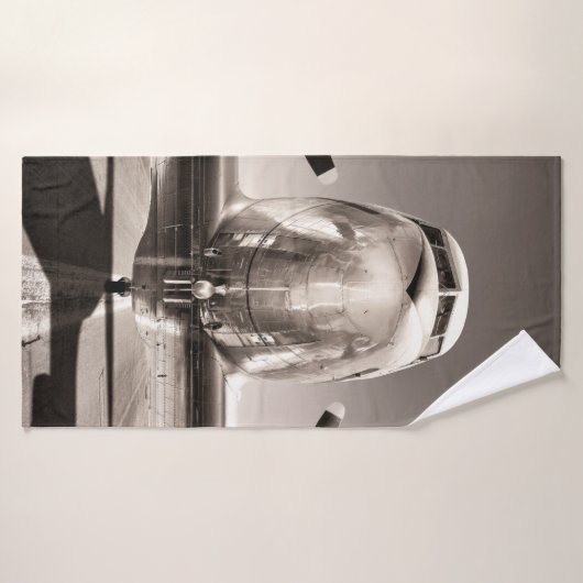  vliegtuig op een baan badhanddoek (Badhanddoek)