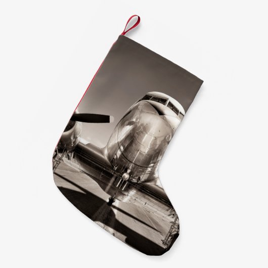  vliegtuig op een baan kleine kerstsok (Voorkant (Hangend))