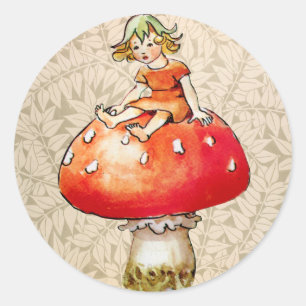 vliegtuig op een paddenstoel, met een nieuwe Flor Ronde Sticker