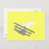Vliegtuig op effen gele achtergrond. briefkaart (Voorkant / Achterkant)