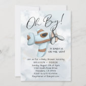  Vliegtuig op en uit Baby shower Kaart (Voorkant)