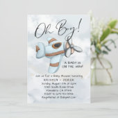  Vliegtuig op en uit Baby shower Kaart (Staand voorkant)