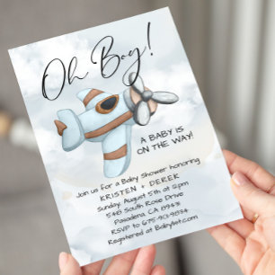  Vliegtuig op en uit Baby shower Kaart