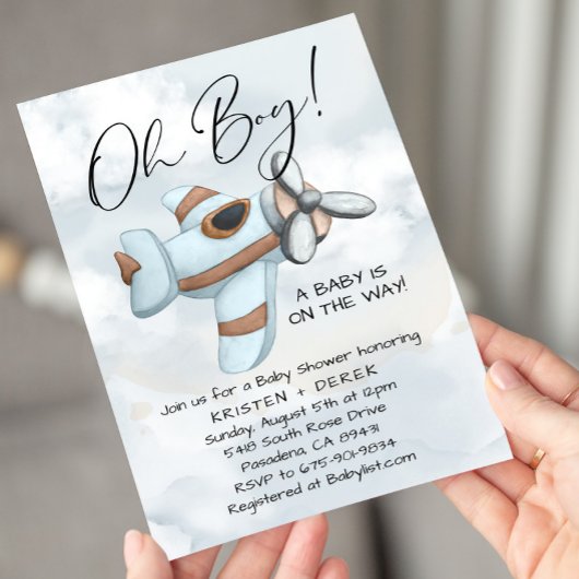  Vliegtuig op en uit Baby shower Kaart