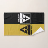 Vliegtuig op landingsbaan met aankomsten, vertrek, bad handdoek (Handdoek)