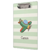  vliegtuig op Pastel Green Stripes Klembord (Links)