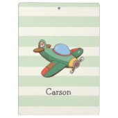  vliegtuig op Pastel Green Stripes Klembord (Achterkant)
