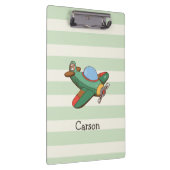  vliegtuig op Pastel Green Stripes Klembord (Rechts)