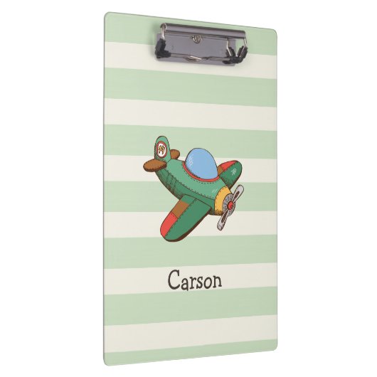 vliegtuig op Pastel Green Stripes Klembord (Rechts)