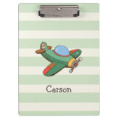  vliegtuig op Pastel Green Stripes Klembord (Voorkant)