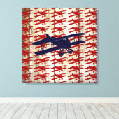 vliegtuig op schoorsteenvliegjes canvas afdruk (Insitu (Houten vloer))